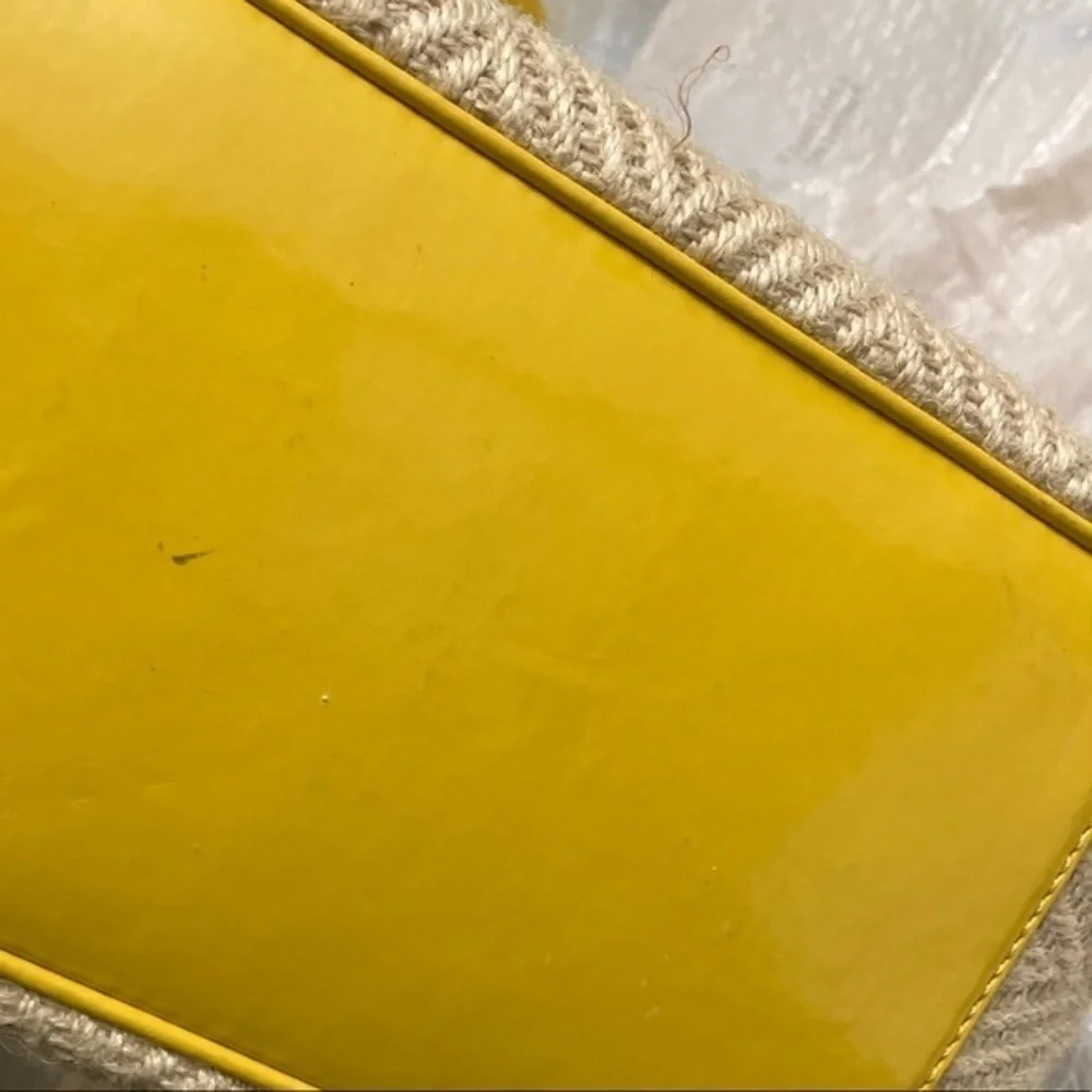 Cole haan wicker and yellow Jersey sea eat west tote nwt - Picture 10 of 13